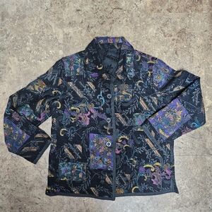 🌸 Cold Water Creek floral‎ brocade jacket reversible to black small/medium